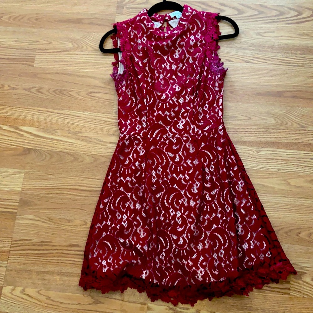 Francescas deep red lace dress